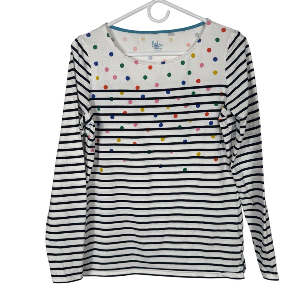 Boden "Stripes Ahead of the Rest" Breton Tee, Stripes/Polka Dots, Size 10